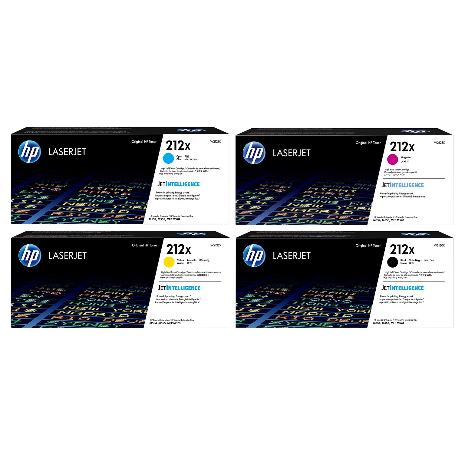 HP 212 Black/Cyan/Magenta/Yellow High Yield Toner Cartridge, 4/Pack