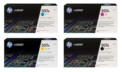 HP 507 Black/Cyan/Magenta/Yellow Standard Yield Toner Cartridge, 4/Pack