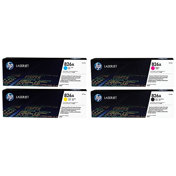 HP 826 Black/Cyan/Magenta/Yellow Standard Yield Toner Cartridge, 4/Pack