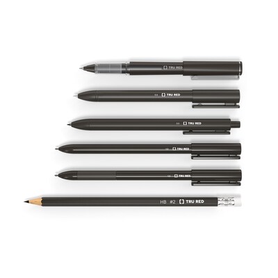 TRU RED™ Ballpoint Gripped Pen, Medium Point, 1.0mm, Black, Dozen (TR52864-CC)