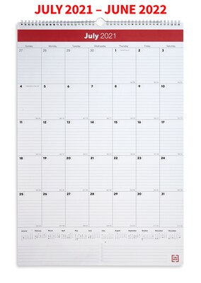 2021-2022 TRU RED™ Academic 15 x 22 Monthly Calendar, Black/Red (TR54275-21)