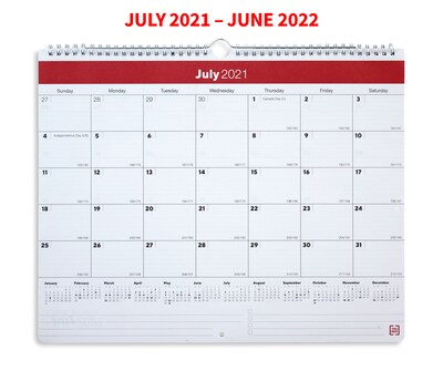 2021-2022 TRU RED™ Academic 15 x 12 Monthly Calendar, Black/Red (TR54278-21)