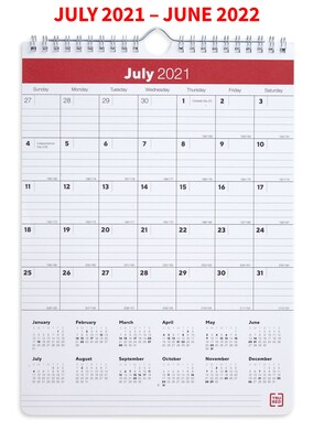2021-2022 TRU RED™ Academic 8 x 11 Monthly Calendar, Black/Red (TR54277-21)