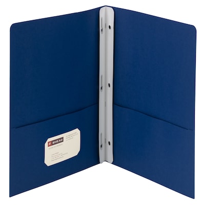 Smead 2-Pocket Portfolio Folder with Fasteners, Dark Blue, 25/Box (88054)