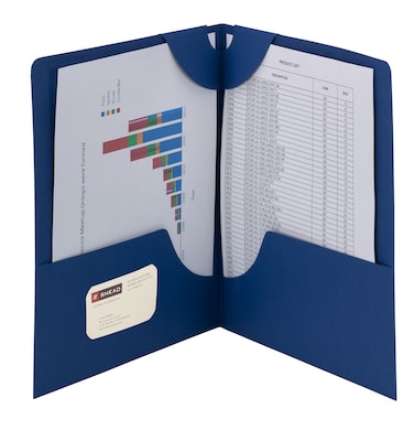 Smead Lockit 2-Pocket Presentation Folders, Dark Blue, 25/Box (87982)