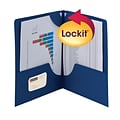 Smead Lockit 2-Pocket Presentation Folders, Dark Blue, 25/Box (87982)