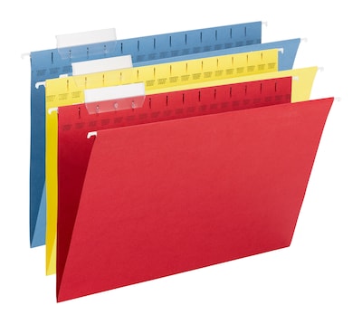 Smead TUFF Recycled Hanging File Folder, 3-Tab Tab, Legal Size, Assorted Colors, 15/Box (64140)