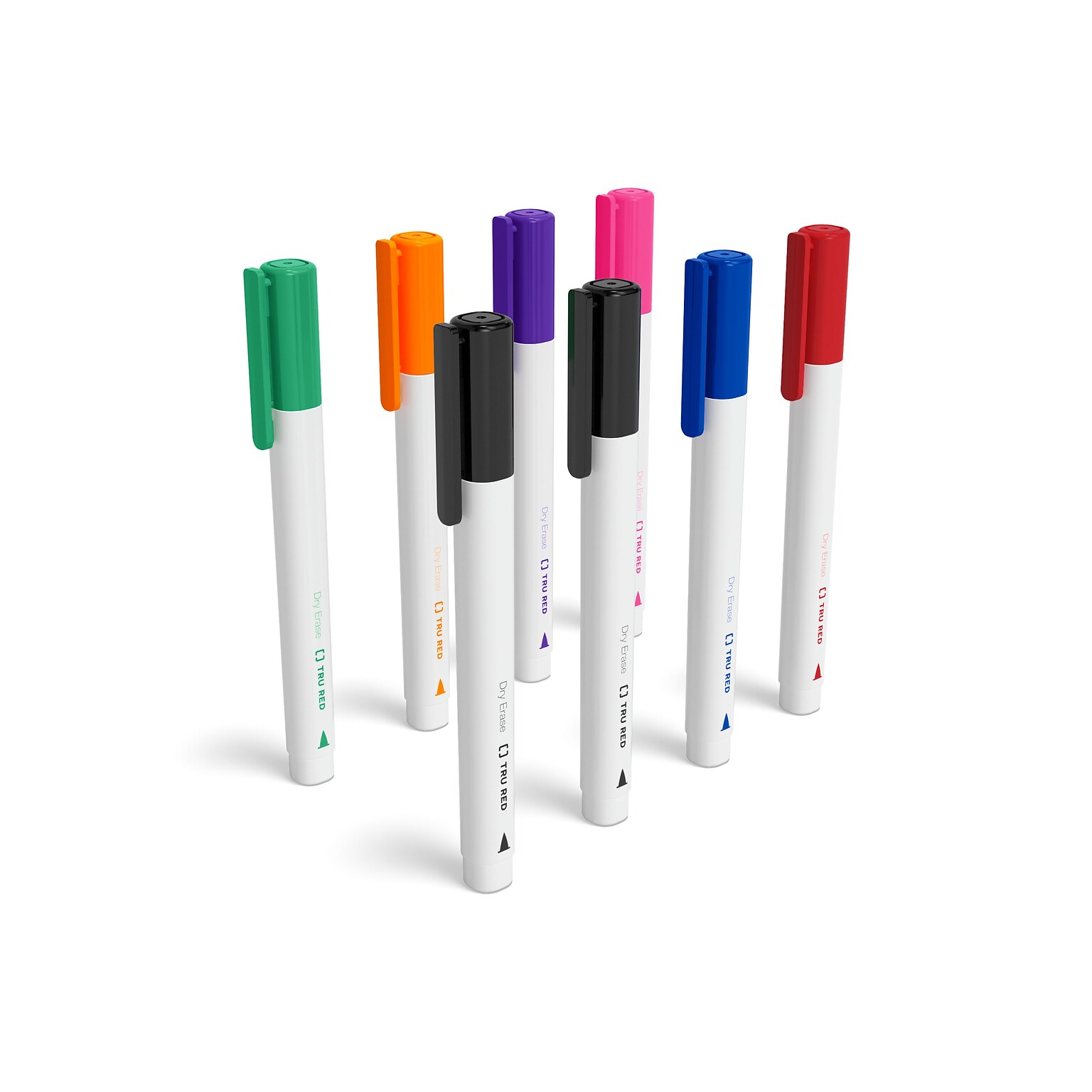 TRU RED™ Dry Erase Markers, Fine Tip, Assorted, 8/Pack (TR61443/TR56881)