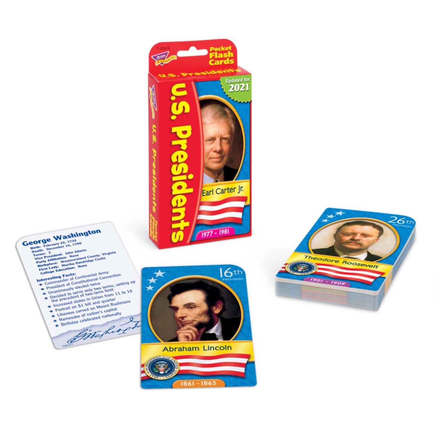 Trend Enterprises Flash Cards, U.S. Presidents Pocket, 56/Pack, 6 Pack/Bundle (T-23013)