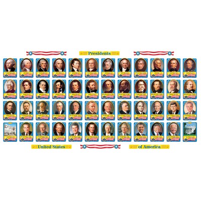 Trend Enterprises Bulletin Board Set, U.S. Presidents, 54/Set, 2 Sets/Bundle (T-8065)