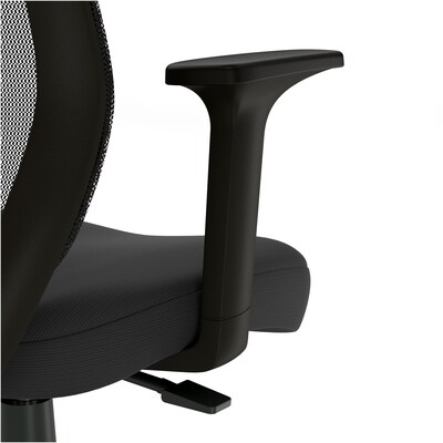 Staples Essentials Fabric Drafting Stool with Backrest and Footrest, Black (UN59384)