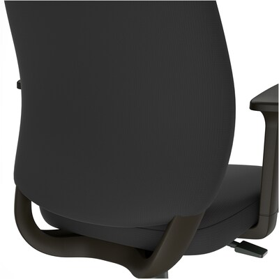 Staples Essentials Fabric Drafting Stool with Backrest and Footrest, Black (UN59388)