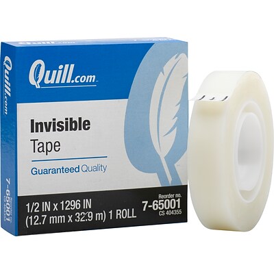 Quill Brand® Invisible Tape, Matte Finish, 1/2 x 36 yds., Single Roll (70016028915)
