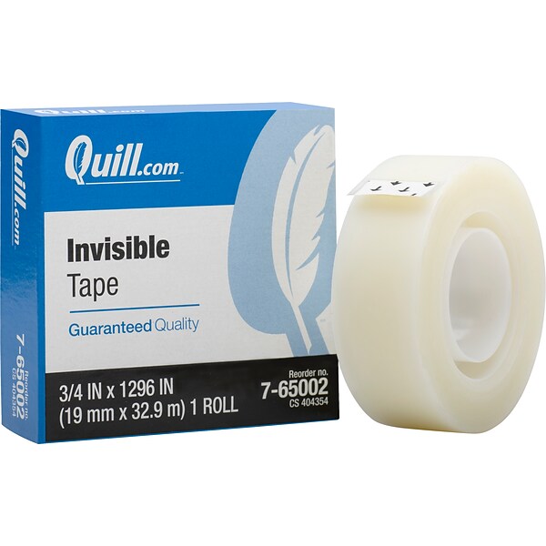 Quill Brand® Invisible Tape, Matte Finish, 3/4 x 36 yds., Single Roll (70016028949)