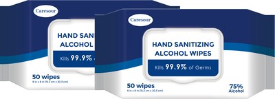 2pk Ethyl Alcohol Wipes, 50/Pack