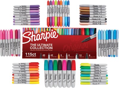 Sharpie The Ultimate Collection Permanent Markers, Assorted Tips, Assorted Colors, 115/Pack (1983255)