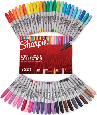 Sharpie Permanent Marker, Brush Tip, Assorted Color, Set Of 12