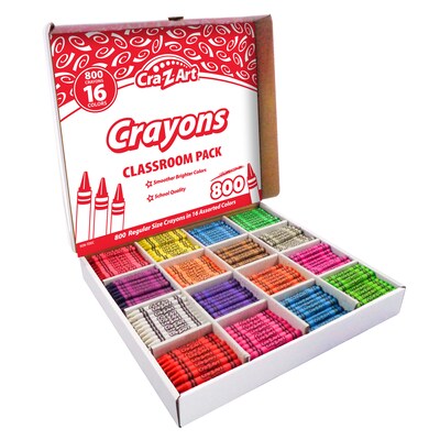 Cra-Z-Art Crayon Classroom Pack, Assorted Colors, 800/Pack (CZA740041)