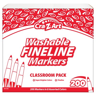 Cra-Z-Art Washable Markers Classroom Pack, Fine Point, Assorted Colors, 200/Pack (CZA740071)