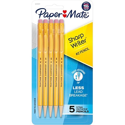 Paper Mate Sharpwriter Mechanical Pencils, #2 Medium Lead, 5/Pack (30376)