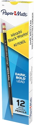 Paper Mate Mirado Black Warrior Wooden Pencil, 2.2mm, #2 Soft Lead, Dozen (2254)