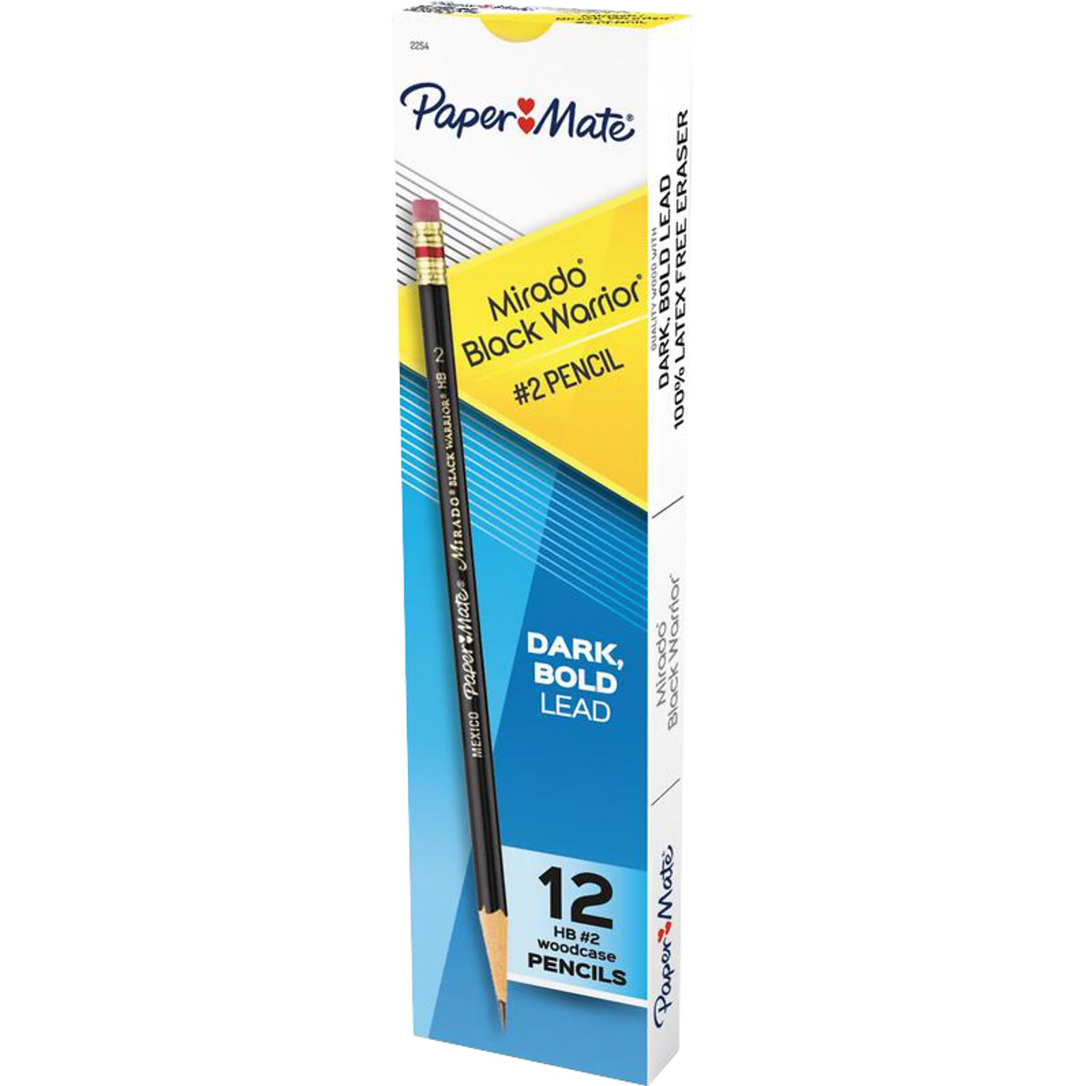 Paper Mate Mirado Black Warrior Wooden Pencil, 2.2mm, #2 Soft Lead, Dozen (2254)