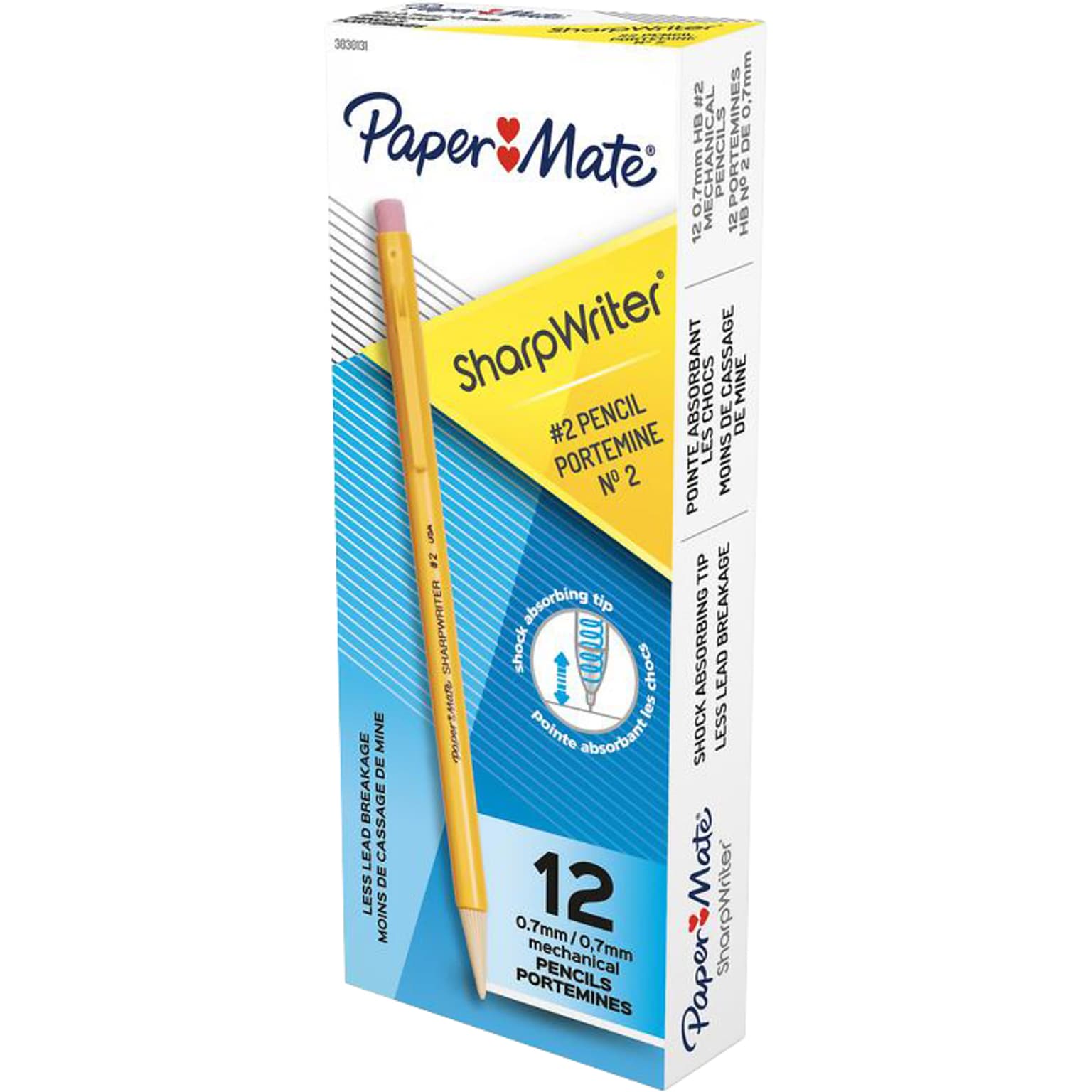 Paper Mate Sharpwriter Mechanical Pencil, 0.7mm, #2 Medium Lead, Dozen (3030131/3030131C)