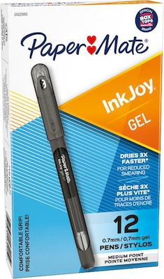 Paper Mate InkJoy Gel Pen, Medium Point, Black Ink, Dozen (SAN2022985)