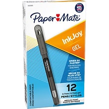 Paper Mate InkJoy Gel Pen, Medium Point, Black Ink, Dozen (SAN2022985)