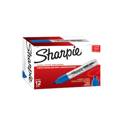 Sharpie King Size Permanent Marker, Chisel Tip, Blue, Dozen (15003)