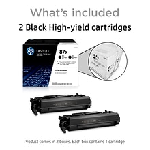 HP 87X Black High Yield Toner Cartridge, 2/Pack (CF287XD), print up to 18000 pages