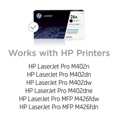HP 26A Black Standard Yield Toner Cartridge (CF226A), print up to 3100 pages