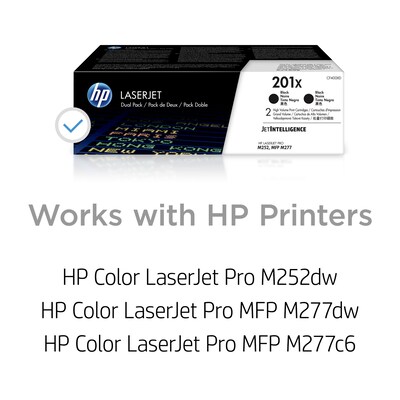 HP 201X Black High Yield Toner Cartridge, 2/Pack (CF400XD)