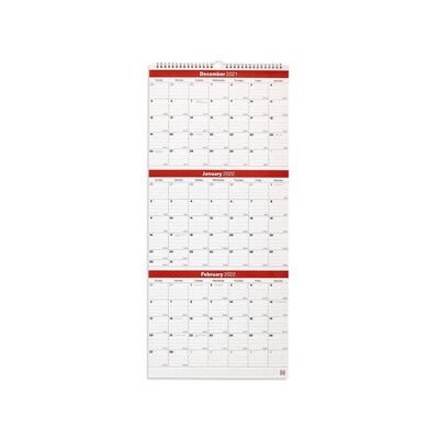 2022 TRU RED™ 27 x 12 Monthly Wall Calendar, Black/Red/White (TR53920-22)