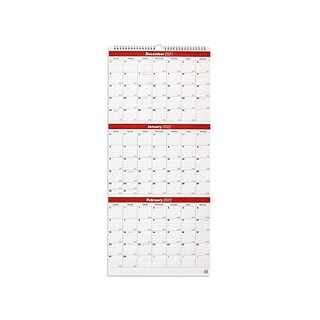 2022 TRU RED™ 27 x 12 Wall Calendar, Black/Red/White (TR53920-22)