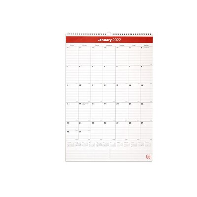 2022 TRU RED™ 22 x 15 Wall Calendar, Red/Black/White (TR53925-22)