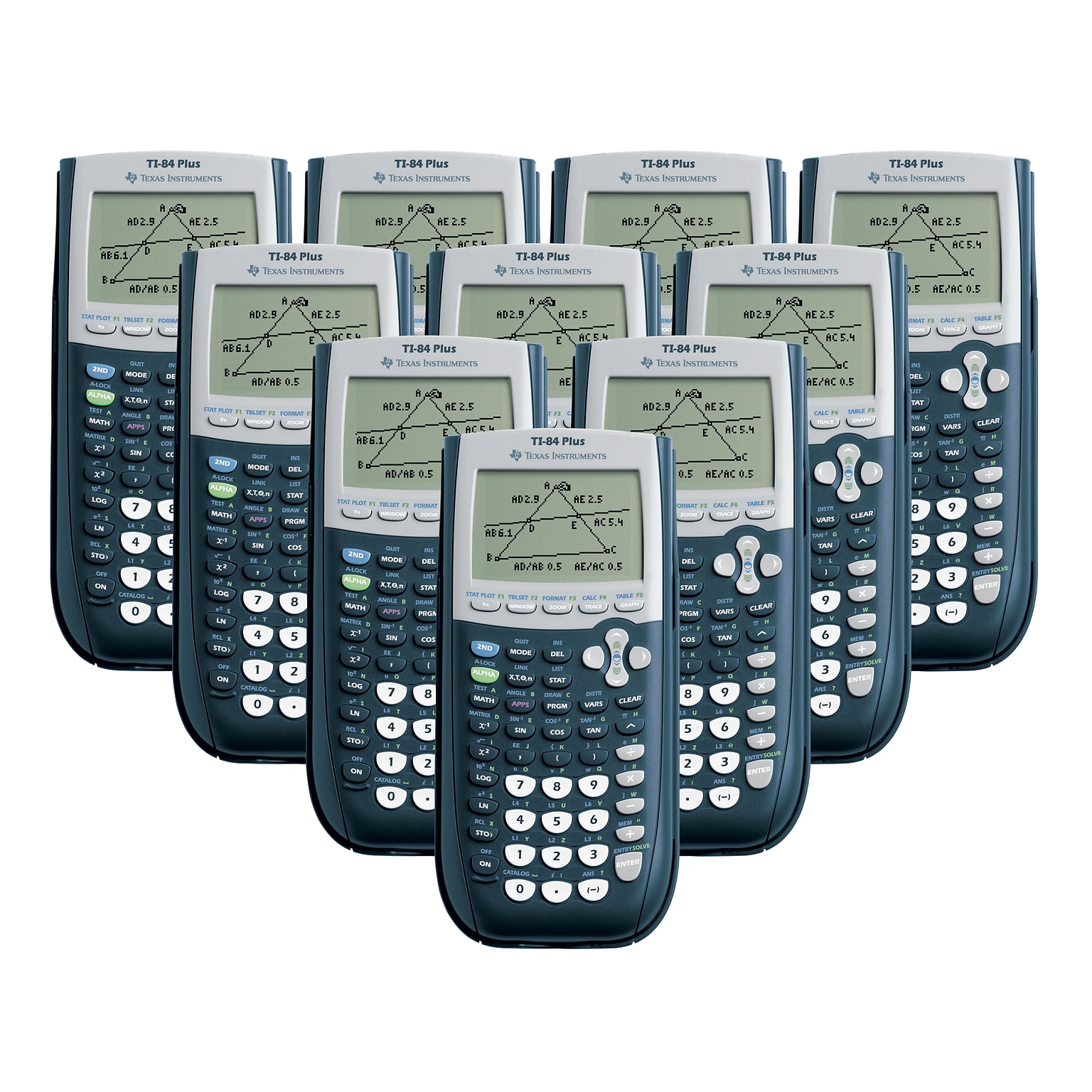 Texas Instruments TI-84 Plus 10-Digit Graphing Calculator, Black 10/PK