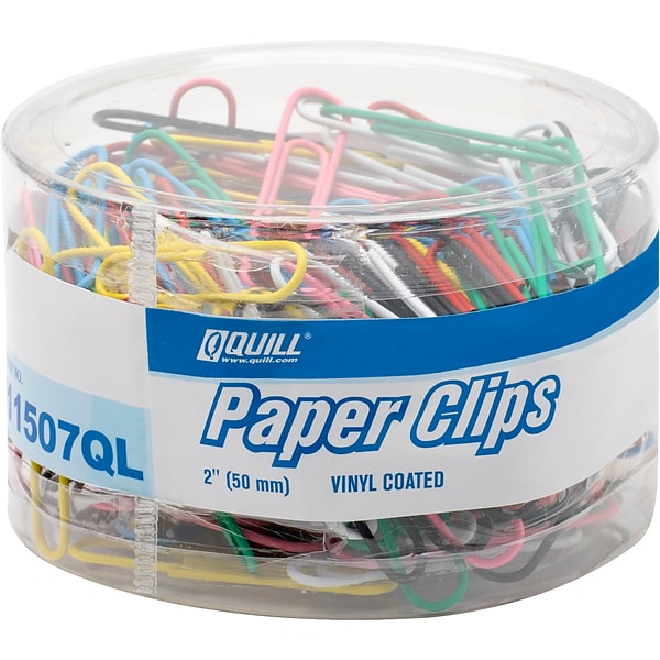Officemate Coated Paper Clips Tub - 450 / Pack - Assorted