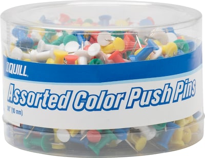 Quill Brand®  Push Pins, Assorted Colors, 500/Pack (11175-QC)