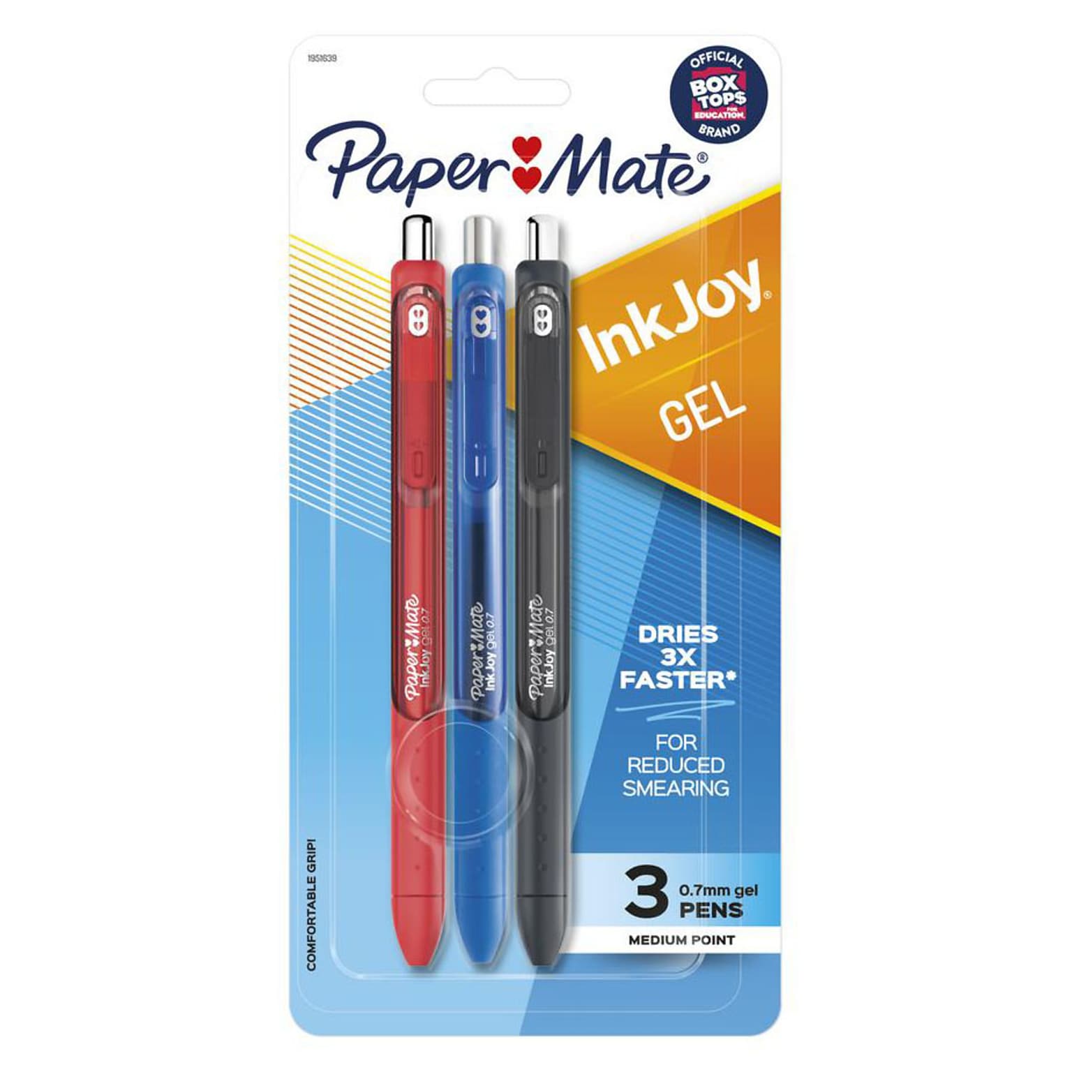 Paper Mate InkJoy Retractable Gel Pen, Medium Point, Assorted Ink, 3/Pack (1951639)