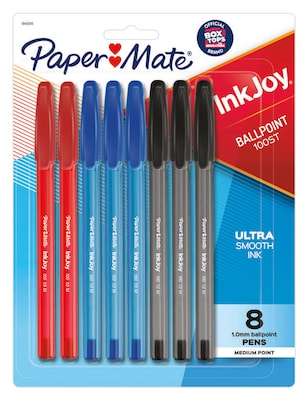 Paper Mate InkJoy 100ST Ballpoint Pen, Medium Point, Assorted Ink, 8/Pack (1945930)