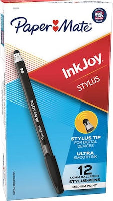 Paper Mate InkJoy Stylus Ballpoint Pen, Medium Point, Black Ink, Dozen (1951348)