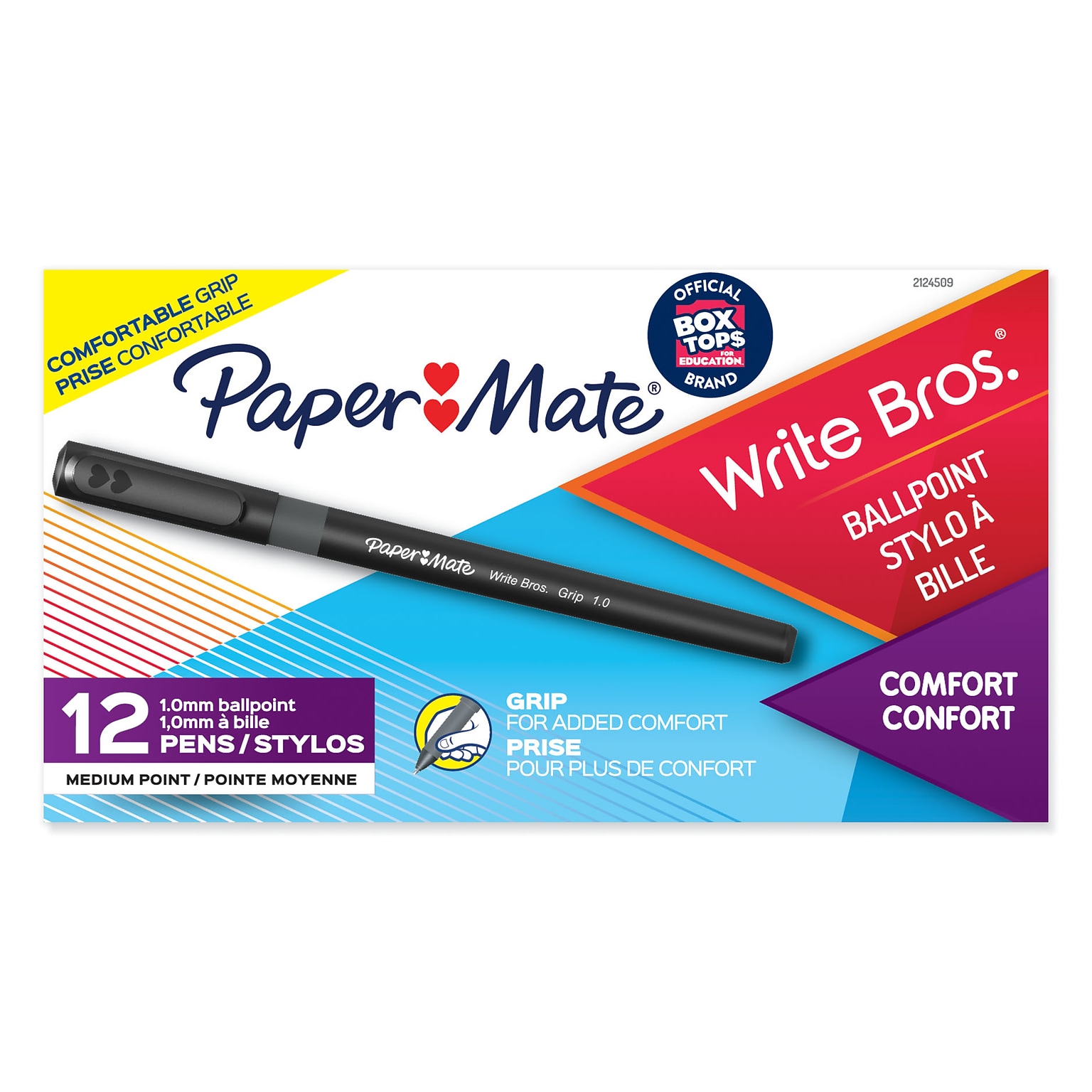 Paper Mate Write Bros. Grip Ballpoint Pen, Medium Point, Black Ink, Dozen (8807987)