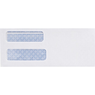 Quill Brand Gummed Security Tinted Double Window Envelope, 3 5/8 x 8 7/8, White, 1000/Box (45837)