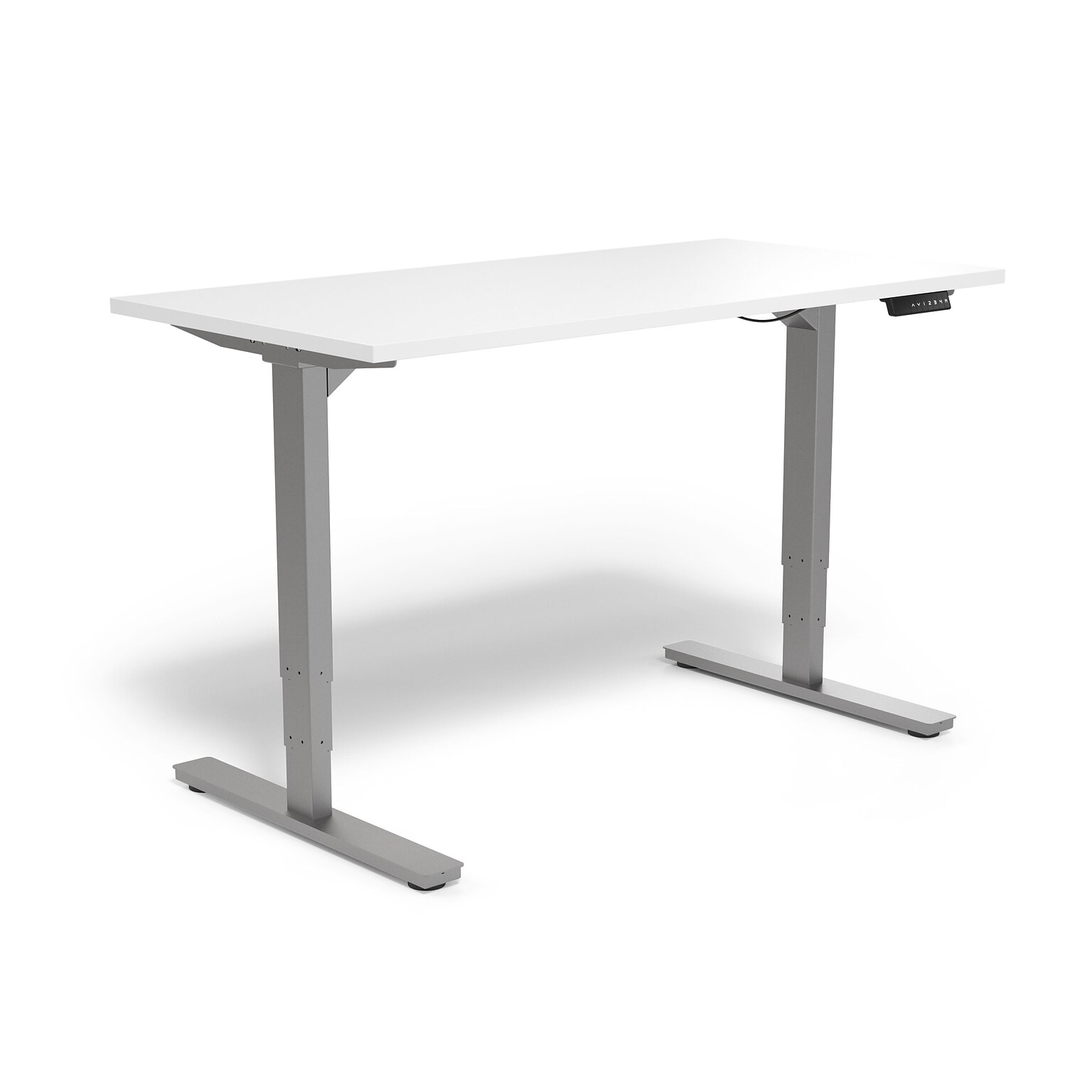 Union & Scale™ Essentials 55W Electric Rectangular Adjustable Desk, White (UN56206)