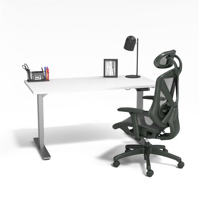 Union & Scale™ Essentials 55"W Electric Rectangular Adjustable Desk, White (UN56206)
