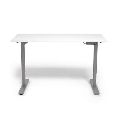 Union & Scale™ Essentials 55"W Electric Rectangular Adjustable Desk, White  (UN56206)