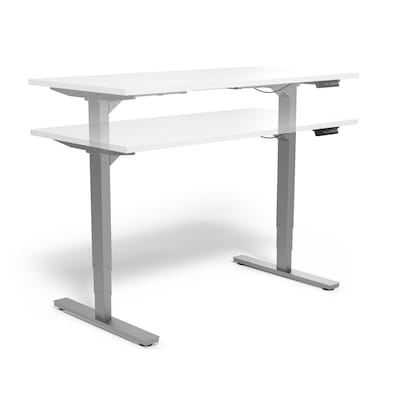Union & Scale™ Essentials 55"W Electric Rectangular Adjustable Desk, White  (UN56206)