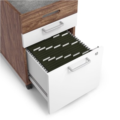 Union & Scale™ Essentials 2-Drawer Mobile Vertical File Cabinet, Letter/Legal, Lockable, 24.2"H x 15.5"W x 21"D, White/Espresso