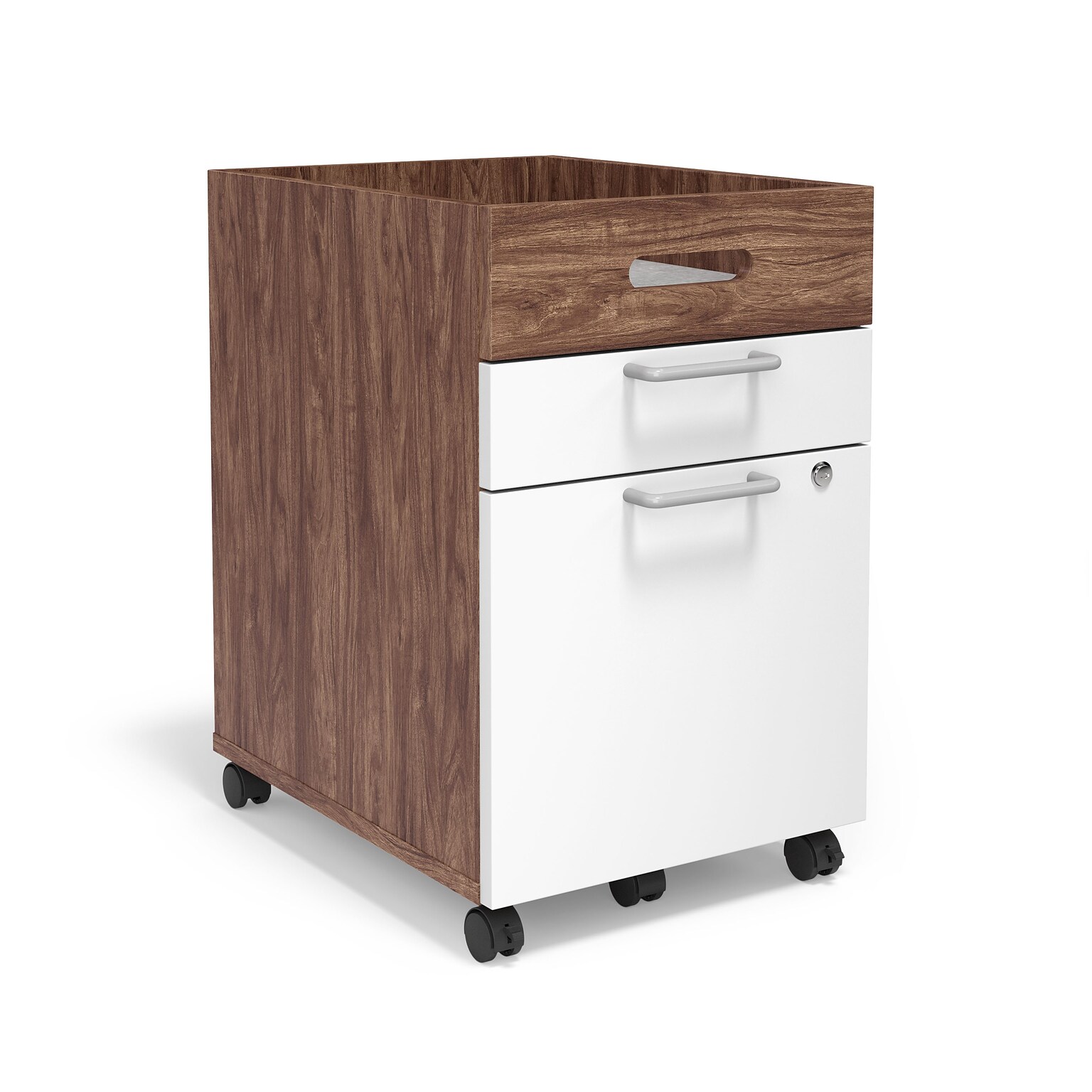 Union & Scale™ Essentials 2-Drawer Mobile Vertical File Cabinet, Letter/Legal, Lockable, 24.2H x 15.5W x 21D, White/Espresso